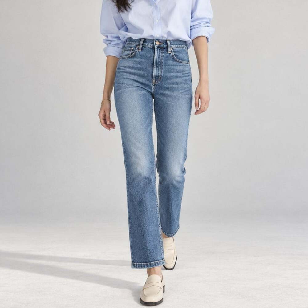 MOTHER The Tripper Flood High Rise Ankle Straight Jeans Sixth Sense 25
